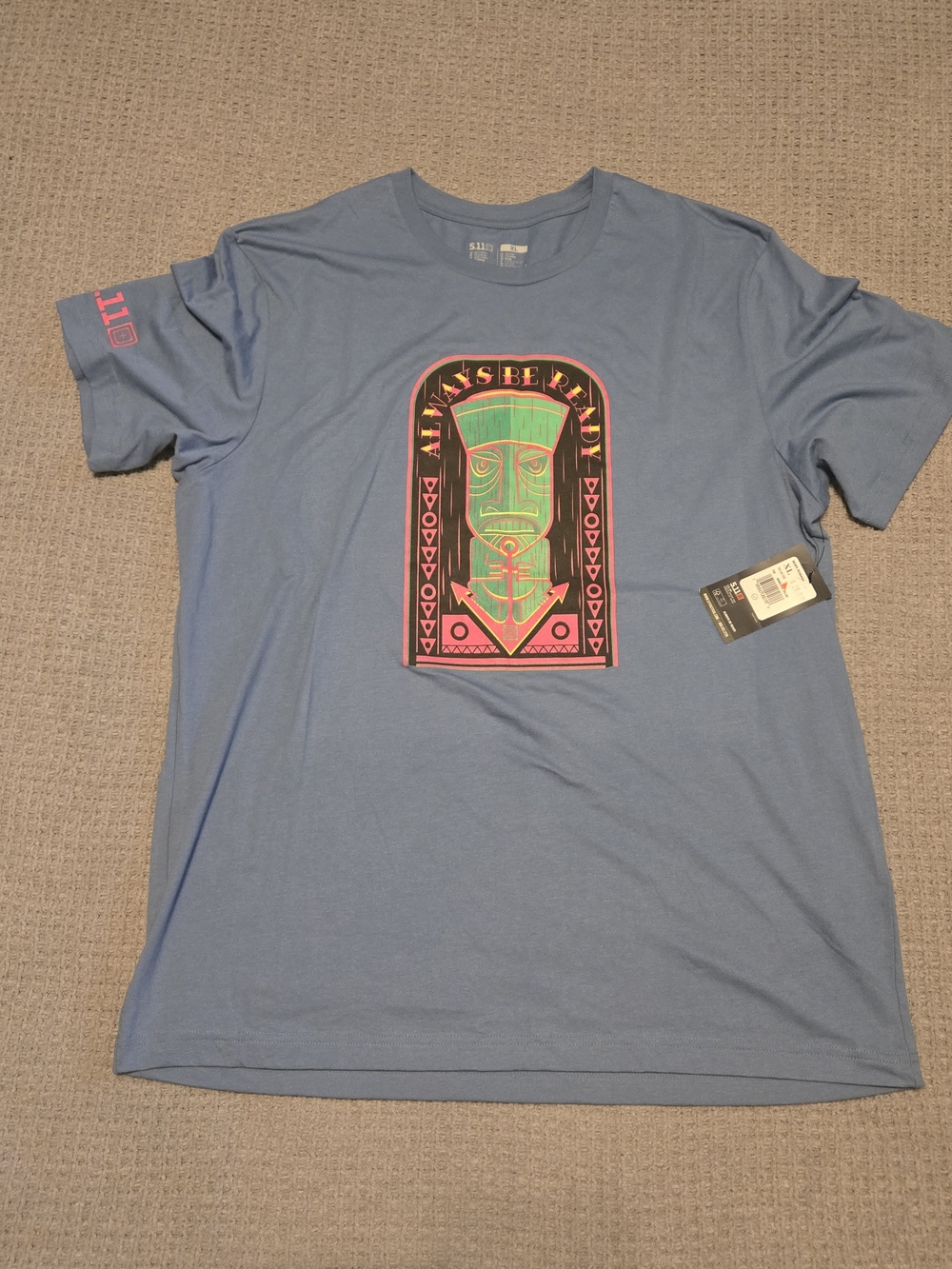 5.11 Tactical Blue Short Sleeve Tee with Neon Graphic